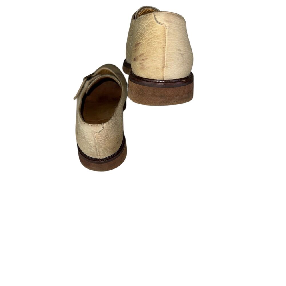 Giorgio Armani Mens Suede Toe Monk Strap Oxford Dress Shoes Beige Size 9 - Picture 4 of 13